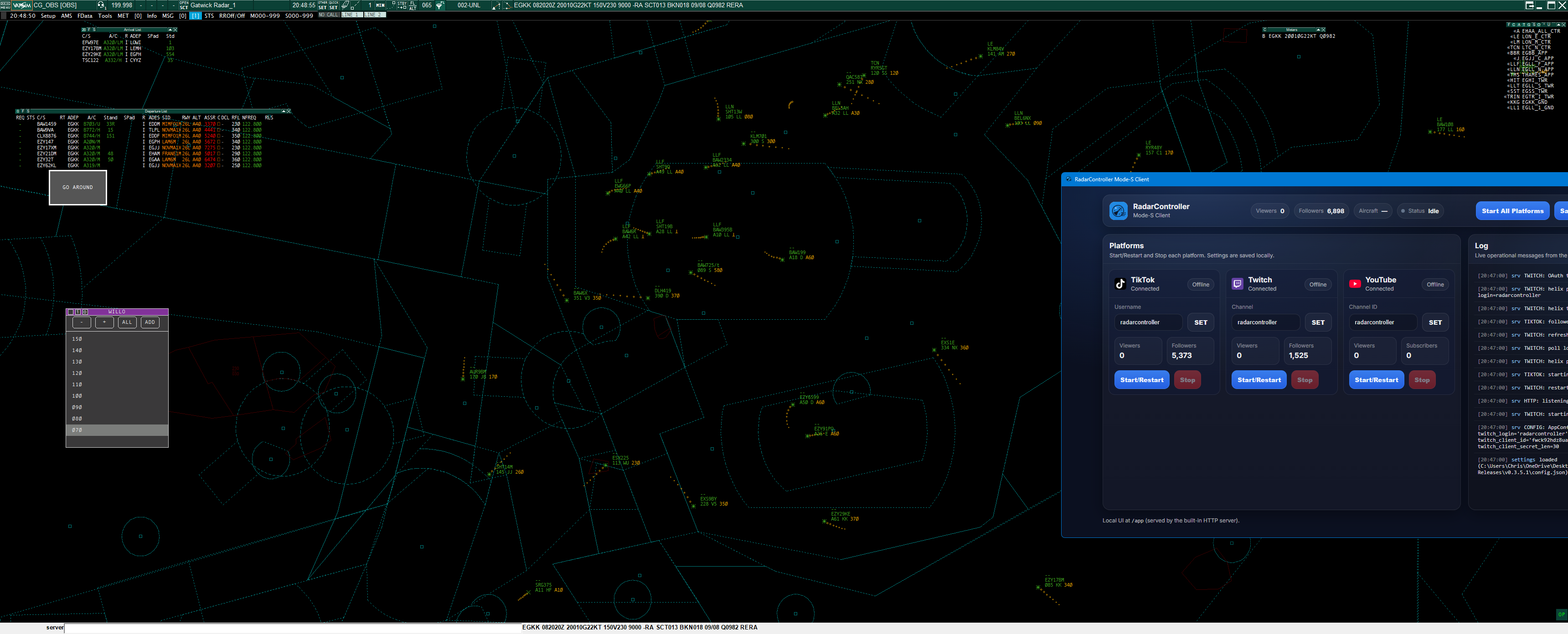 Mode-S client radar screen preview